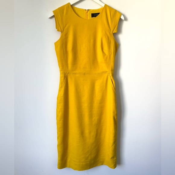 J. Crew Dresses & Skirts - J Crew Resume Sheath in Golden Sun Yellow Stretch Linen Dress - Size 2